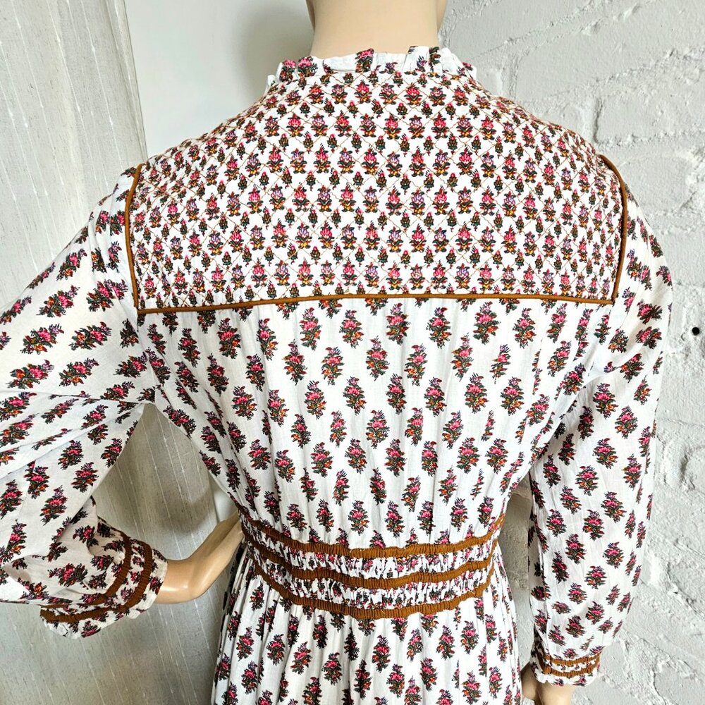 Veronica Beard Allesandra Boho Midi Dress Belted Cotton Size 6 - Picture 12 of 15